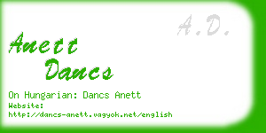 anett dancs business card